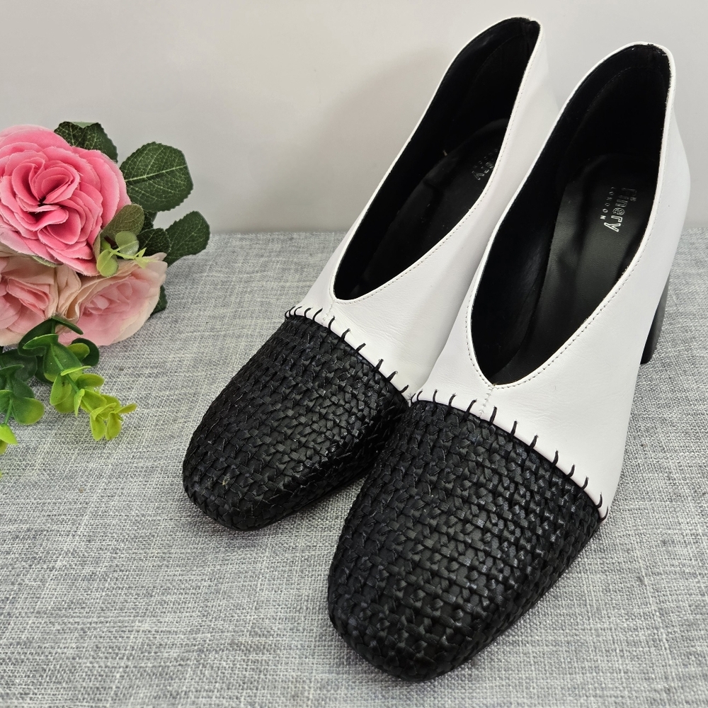 Finery Axel London Ladies Black & White‎ Leather Size 40 EU 9.5 US